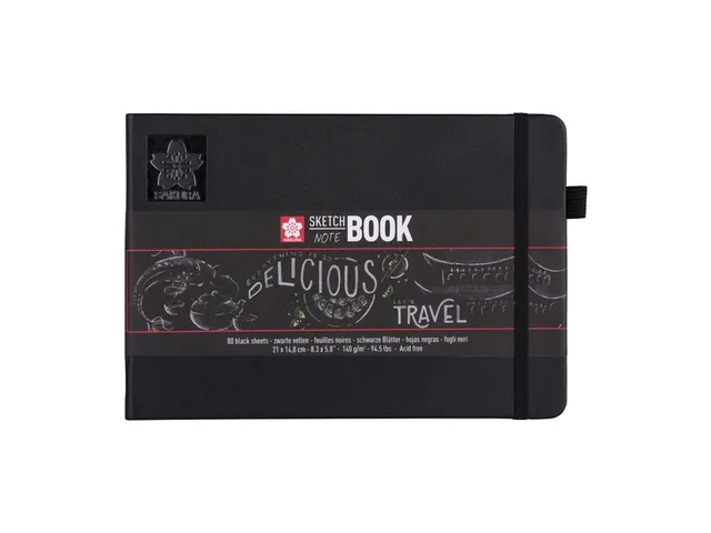 Schetsboek Sakura 80 zwarte vellen 140gr 210x148mm zwart