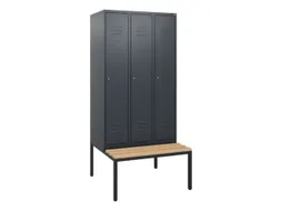 locker met bank,HxBxD 1950x900x815mm,3vak,vak B 300mm,cil.-slot