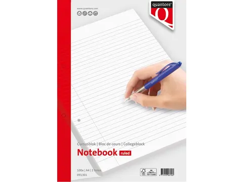 Cursusblok Quantore A4 80gram lijn met kantlijn