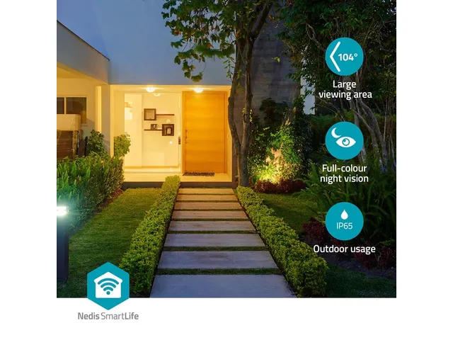 Beveiligingscamera Nedis Smartlife Wifi buiten 3MP Full HD 1296p wit