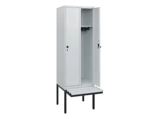 locker met bank,HxBxD 1950x600x815mm,2vak,vak B 300mm,draaigrendel - 2