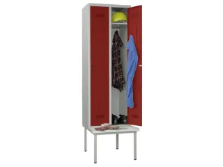 locker met bank,HxBxD 2150x800x500mm,2vak,RAL7035,front RAL3000 - 3