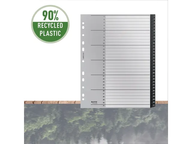 Tabblad Leitz Recycle A4 11-gaats 1-31 extra breed PP