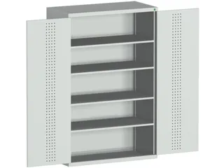 kast met geperforeerde platen,HxBxD 2000x1300x650mm,4xStalen bodem - 1