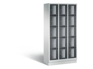 Lockerkast 1800x900x500mm 3x5 vakken Cilinderslot, Sokkel, RAL7021 - 2