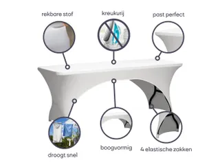 Hoes Voor Rechthoekige Tafel - Boogvormig - WIT - 2