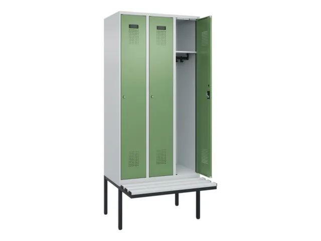 locker met bank,HxBxD 2120x900x815mm,3vak,vak B 300mm,cilinderslot