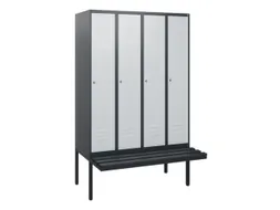 locker met bank,HxBxD 1950x1200x815mm,4vak,vak B 300mm,cil.-slot
