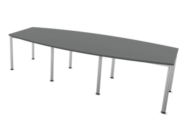vergadertafel,HxBxD 740x2800x1200mm,vatvormig,MS-donkergrijs