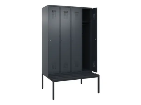 locker met bank,HxBxD 2120x1200x815mm,4vak,vak B 300mm,cilinderslot