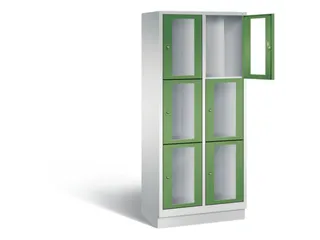 Lockerkast 1800x810x500mm 2x3 vakken Cilinderslot, Sokkel, RAL6011 - 1