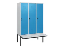 locker met bank,HxBxD 1950x1200x815mm,3vak,vak B 400mm,draaigrendel