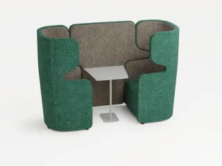 Zitgroep,2Fauteuils,Tafel,2-Zits,Geluidabsorberend,Stof Turkoois/Beige - 2