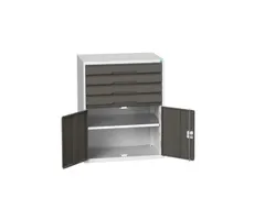 ladekast HxBxD 1000x800x550mm 4laden 2deuren RAL7035 front RAL7016