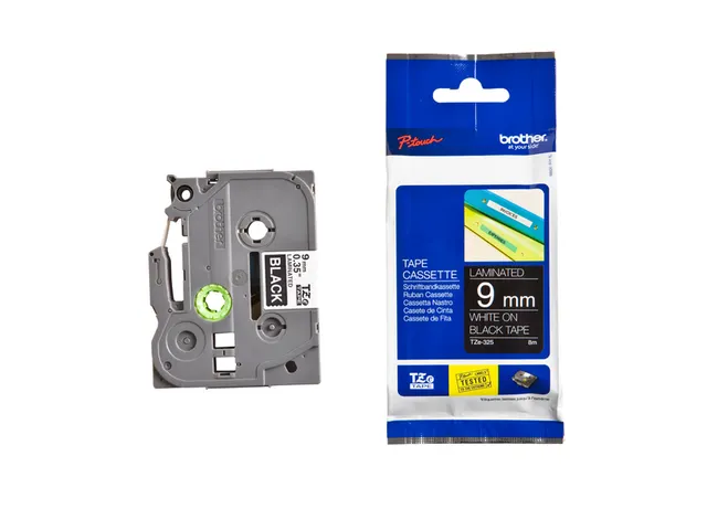 Ruban de lettrage Brother P-Touch TZe-325 standard 9mm blanc sur noir