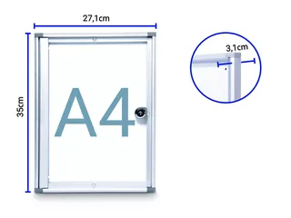 Binnenvitrine wand MAULextraslim whiteboard 1xA4 met slot - 6