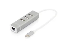 USB Type-C 3-poorts hub Fast Ethernet LAN-adapter