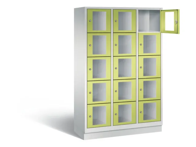 Lockerkast 1800x1200x500mm 3x5 vakken Cilinderslot, Sokkel, RDS1108060