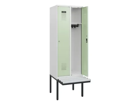 locker met bank,HxBxD 1950x600x815mm,2vak,vak B 300mm,cilinderslot