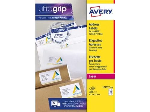 Etiket Avery L7159-250 63.5x33.9mm Adres Wit 6000 Stuks