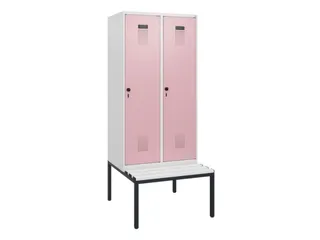 locker met bank,HxBxD 1950x800x815mm,2vak,vak B 400mm,draaigrendel - 2