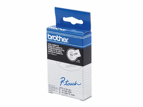 Lettertape Brother Tc-291 9 Mm Wit/Zwart