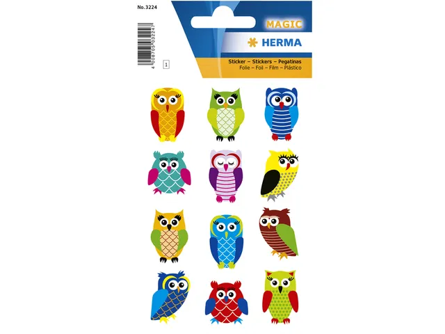 Sticker Etiket Herma 3224 Uilen Glitterfolie 12 stuks