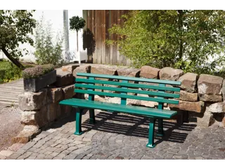 Kunststofbank 740x1500x380mm Zit H 440mm 9 Latten 2 Pootstellen Groen - 3