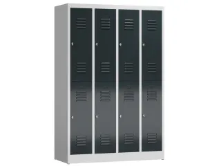 Dubbeldekse garderobekast 1800x1185x500mm 4x2vak klink RAL7035 RAL7016 - 1