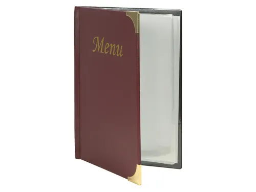 Menukaart Securit A5 4 tas wijnrood lederlook
