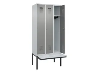locker met bank,HxBxD 2120x900x815mm,3vak,vak B 300mm,cilinderslot - 1