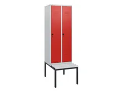 locker met bank,HxBxD 1950x600x815mm,2vak,vak B 300mm,draaigrendel