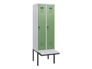 locker met bank,HxBxD 1950x600x815mm,2vak,vak B 300mm,draaigrendel - 2