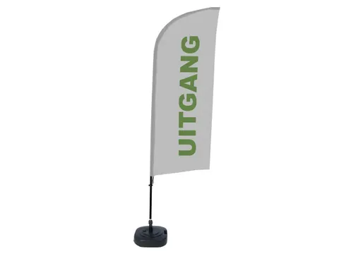 Promotievlag Alu Wind complete set "UITGANG" Grijs met Groen