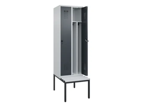 locker met bank,voor scheiding van kleding,HxBxD 2120x600x815mm,2vak