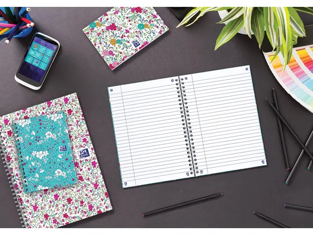 Floral hardcover spiraalschrift B5 gelijnd assorti