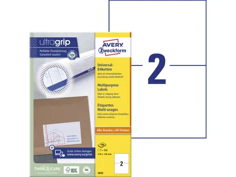 etiket Avery ILK 210x148mm 100 vel 2 etiketten per vel wit
