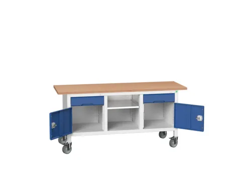 werkbank,HxBxD 830x1750x600mm,multiplexblad,uitrusting: 2laden,2kasten