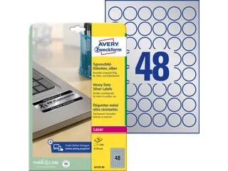 Etiket Avery L6129-20 rond 30mm zilver 960stuks - 5