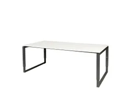 Domino Plus Vergadertafel Hoogte Instelbaar 200x100 Grijs 25mm Zwart