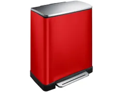 E-Cube recycling pedaalemmer Rood Mat RVS 28+18 Liter