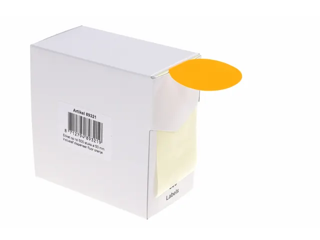 Etiquette sur rouleau 50mm orange fluo + dévidoir 500 pièces