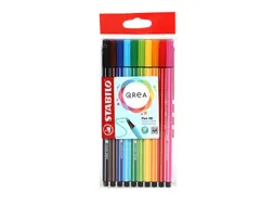 Viltstift STABILO Pen 68/10 Qrea Medium 10 stuks assorti