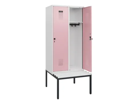 locker met bank,HxBxD 1950x800x815mm,2vak,vak B 400mm,draaigrendel