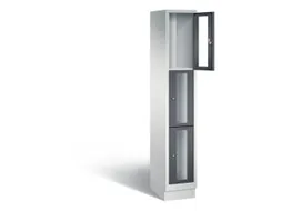 Lockerkast 1800x320x500mm 1x3 vakken Cilinderslot, Sokkel, RAL7021