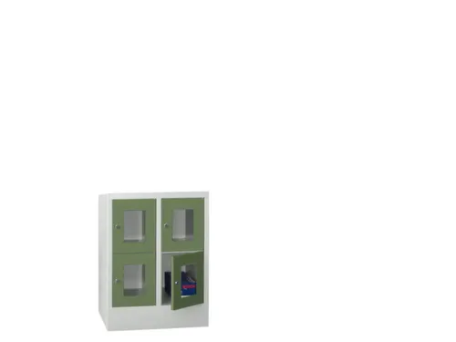 lockerkast,HxBxD 855x600x500mm,2x2vakken,RAL7035,front RAL6011