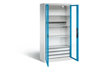 acculaadkast 1950x930x500mm 5stekkerdozen 230V cil.-slot front RAL5012 - 1