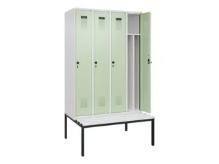 locker met bank,voor scheiding van kleding,HxBxD 2120x1200x815mm,4vak - 1