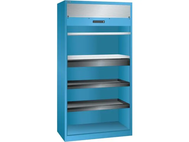 roldeurkast 1950x1000x580mm 4xStalen bodem 1lade cil.-slot RAL5012