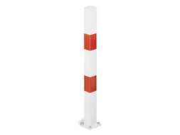 Afzetpaal Vierkant 70X 70Mm Met Bodemplaat Vast Platte Kop Wit/rood